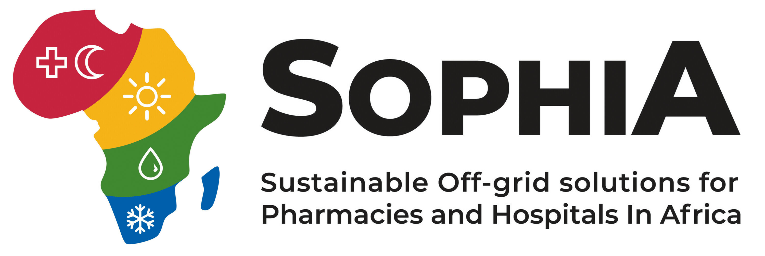 The SophiA logo shows the outline of Africa and hints at the various technologies being combined.