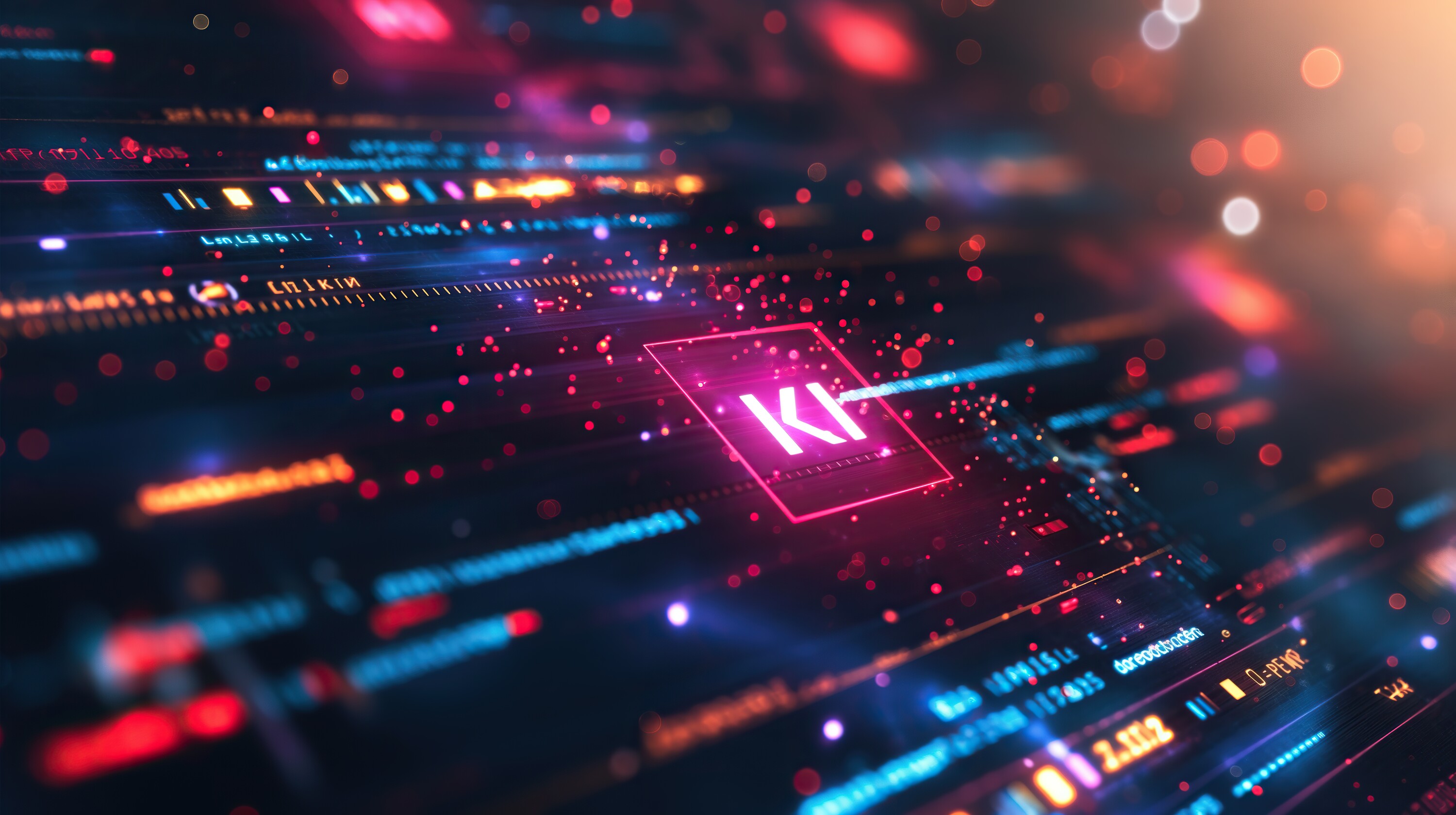 computer screen with word "KI" written on it