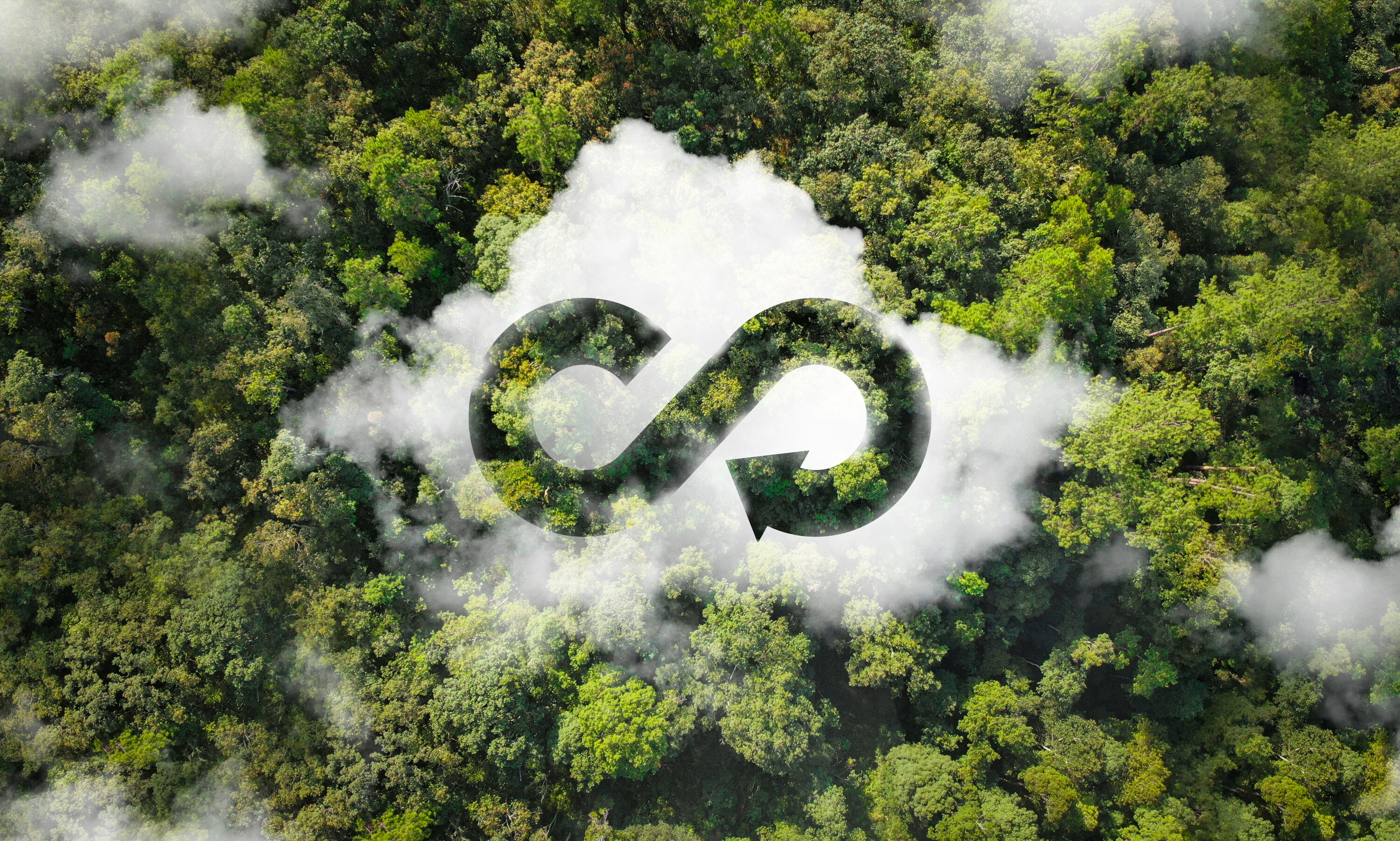 circular economy icon The concept of an endless and limitless circular economy for business growth and a sustainable future on the background of nature and the environment.